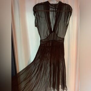Brown 100% Silk Dress - Sheer - No Brand/No tags - XS
